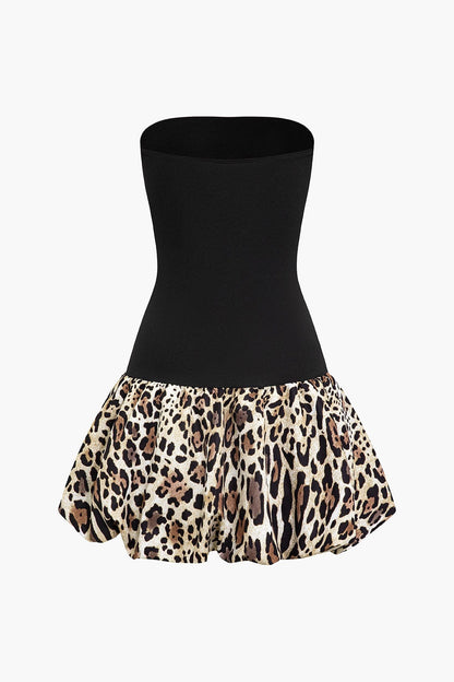 Damen Bandeau-Kleid Leopardenmuster
