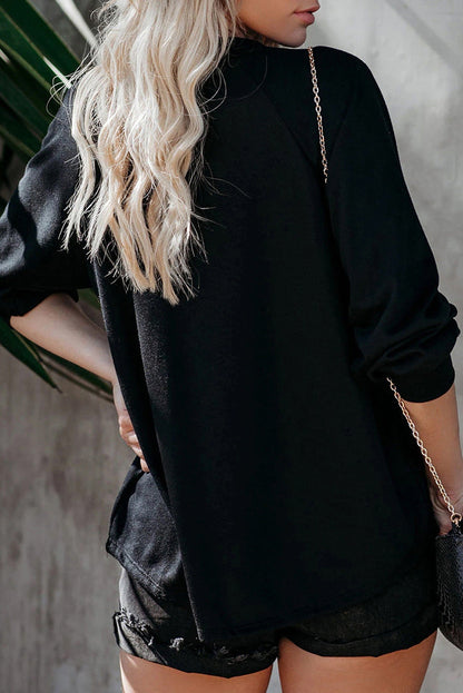 Damen Sweatshirt Loose Fit Asymmetrischer Ausschnitt Motivierender