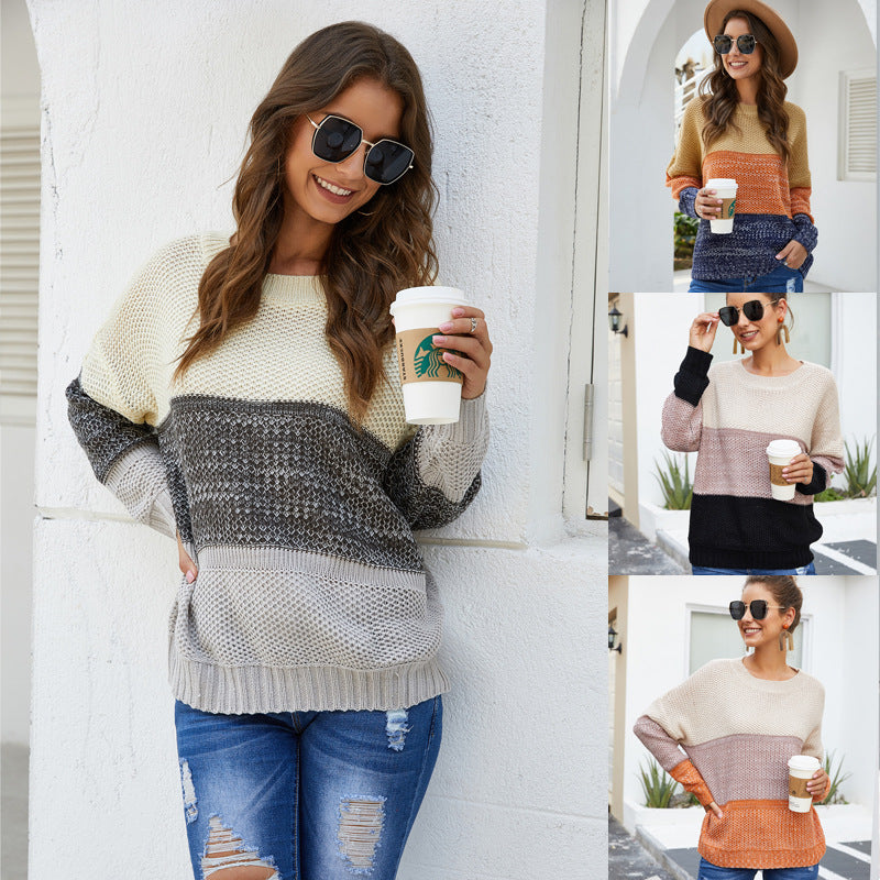 Damen Grobstrickpullover Blockdesign Lässig Norvielle - Norvielle