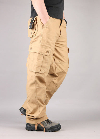 Herren Cargo-Hose Mehrfachtaschen Outdoor-Stil Beige