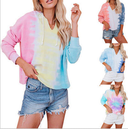 Damen Kapuzenpullover V-Ausschnitt Batikdesign Norvielle - Norvielle