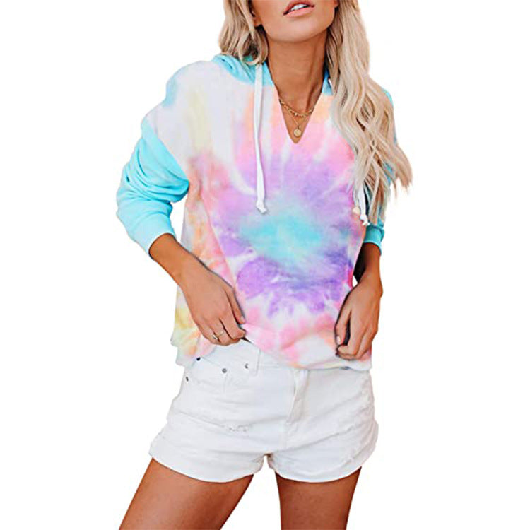 Damen Kapuzenpullover V-Ausschnitt Batikdesign Norvielle