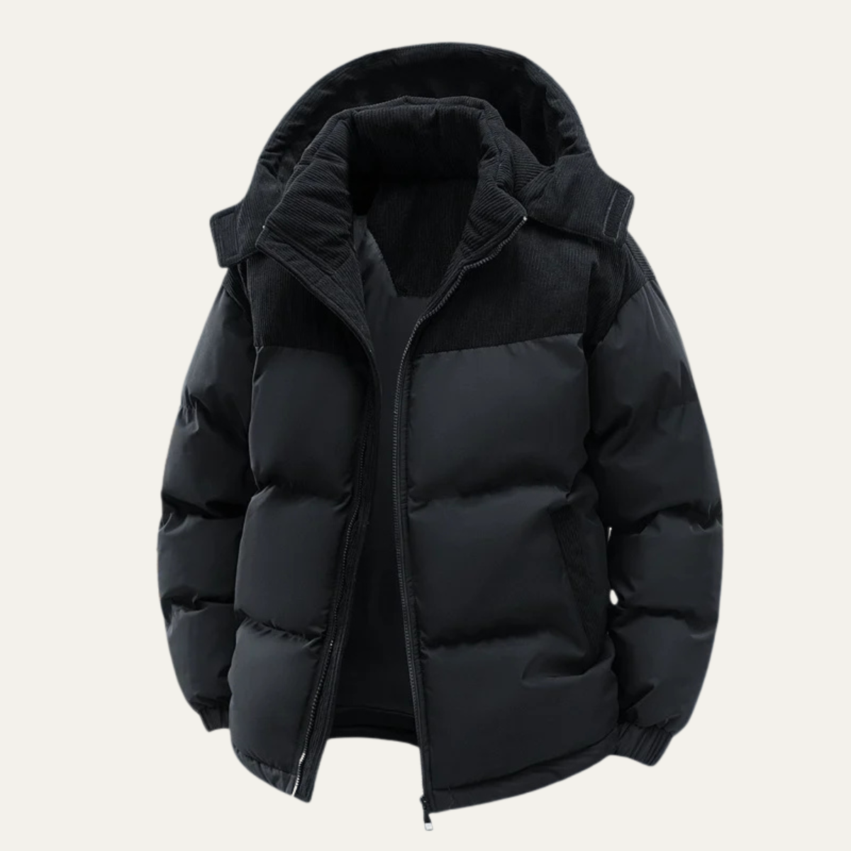 Herren Winterjacke Gepolstert Kapuze Warm