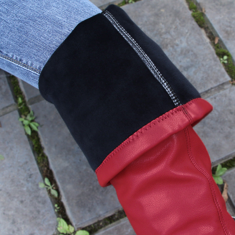 Damen Stiefel Überkniefall Spitzschuh Hoher Absatz Schwarz - Norvielle