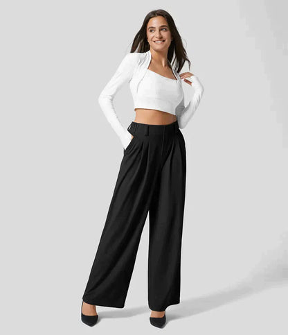 Faye Damen High-Waist Hose Weite Passform Elastischer Bund - Norvielle