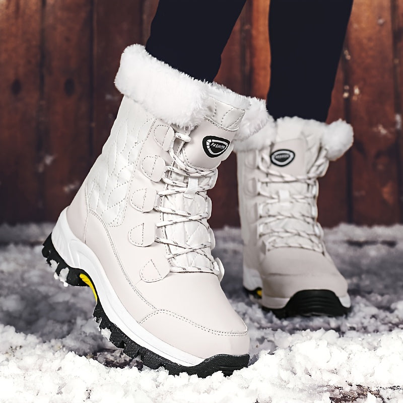 Damen Winterstiefel Schnürung Runder Kappe Warmes Innenfutter