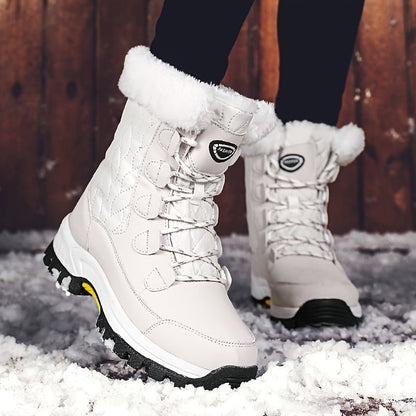 Damen Winterstiefel Schnürung Runder Kappe Warmes Innenfutter