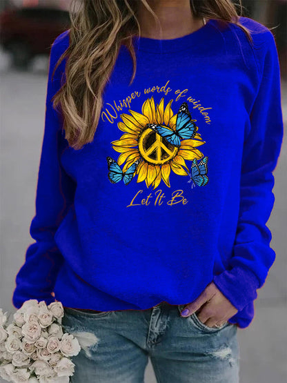 Damen Sweatshirt Sonnenblumen Schmetterling Design
