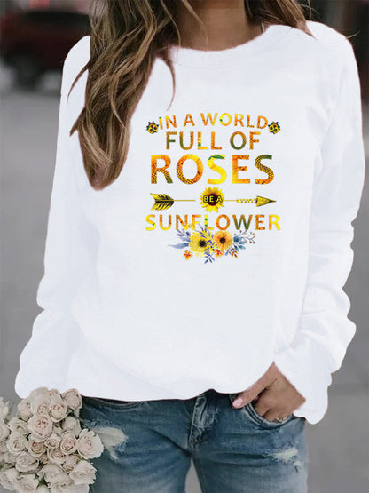 Damen Sweatshirt Blumenverzierung Inspirierendes Motiv Norvielle