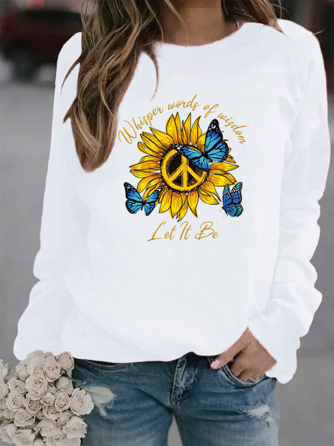 Damen Sweatshirt Sonnenblumen Schmetterling Design