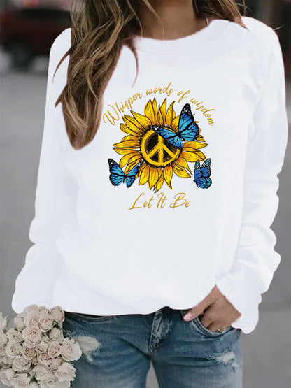 Damen Sweatshirt Sonnenblumen Schmetterling Design
