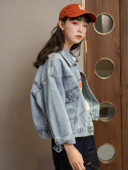 Damen Oversized Jeansjacke Lässig