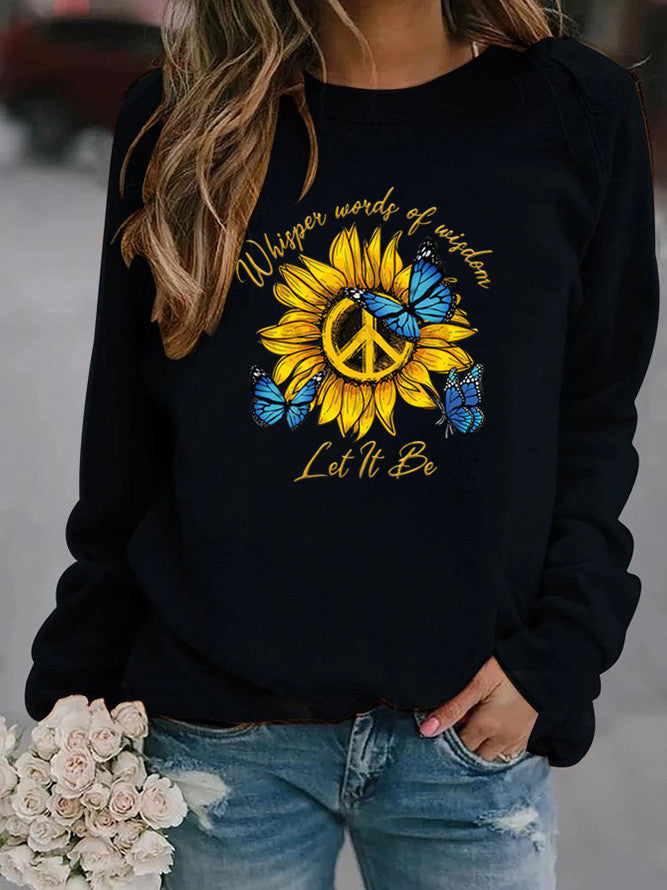 Damen Sweatshirt Sonnenblumen Schmetterling Design