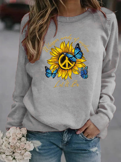 Damen Sweatshirt Sonnenblumen Schmetterling Design