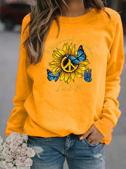 Damen Sweatshirt Sonnenblumen Schmetterling Design