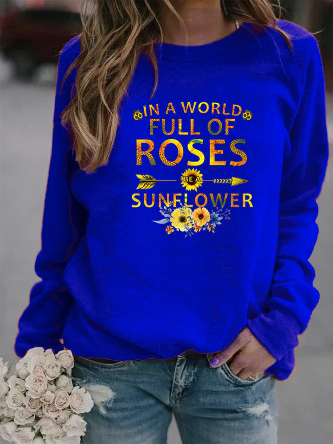 Damen Sweatshirt Blumenverzierung Inspirierendes Motiv Norvielle