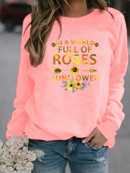 Damen Sweatshirt Blumenverzierung Inspirierendes Motiv Norvielle
