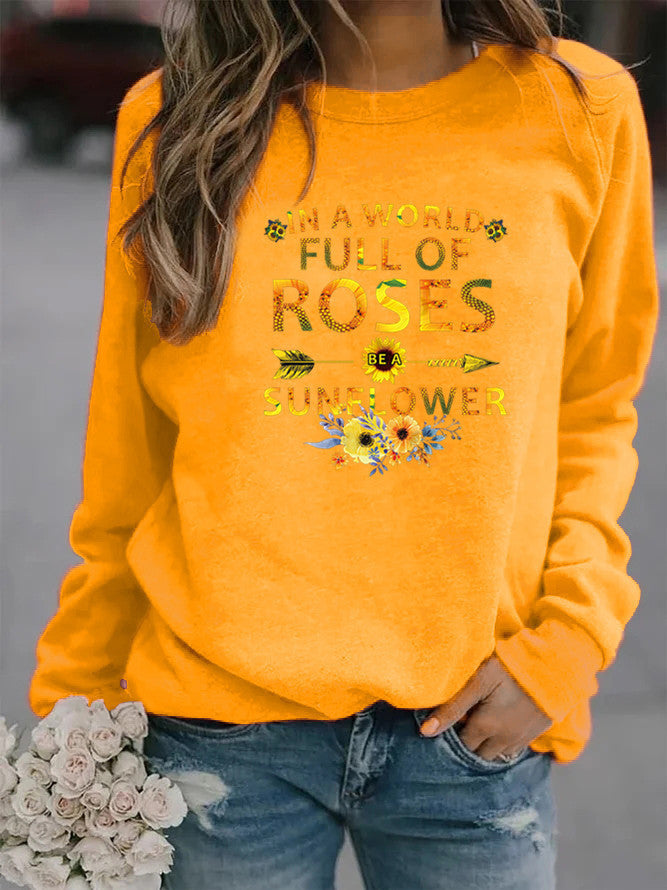 Damen Sweatshirt Blumenverzierung Inspirierendes Motiv Norvielle