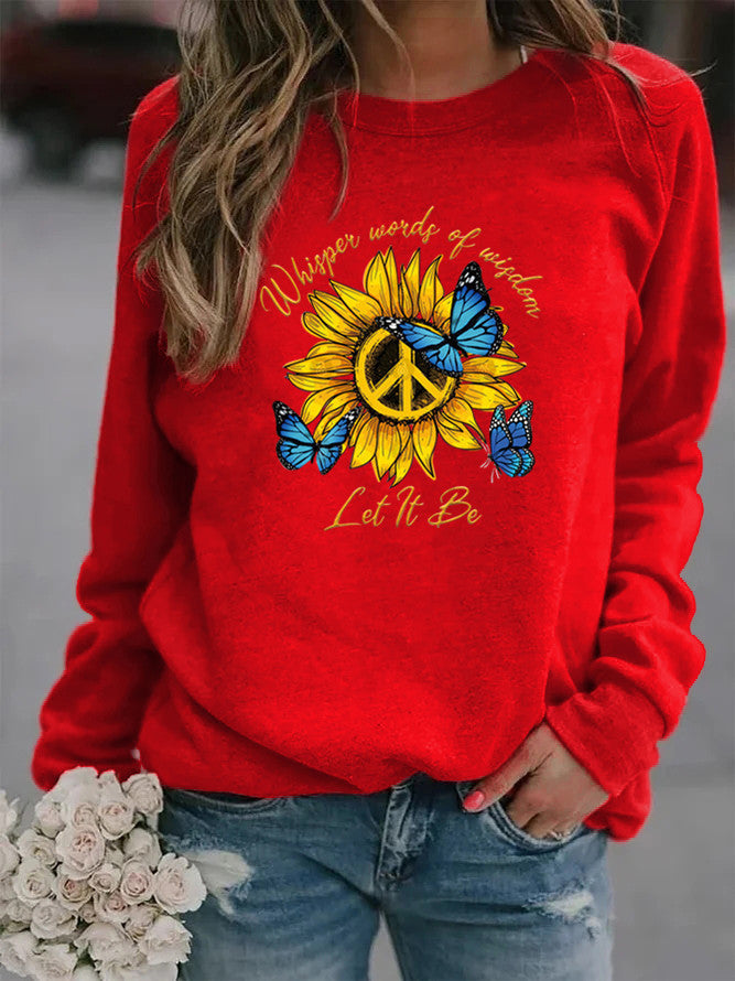 Damen Sweatshirt Sonnenblumen Schmetterling Design