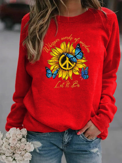 Damen Sweatshirt Sonnenblumen Schmetterling Design