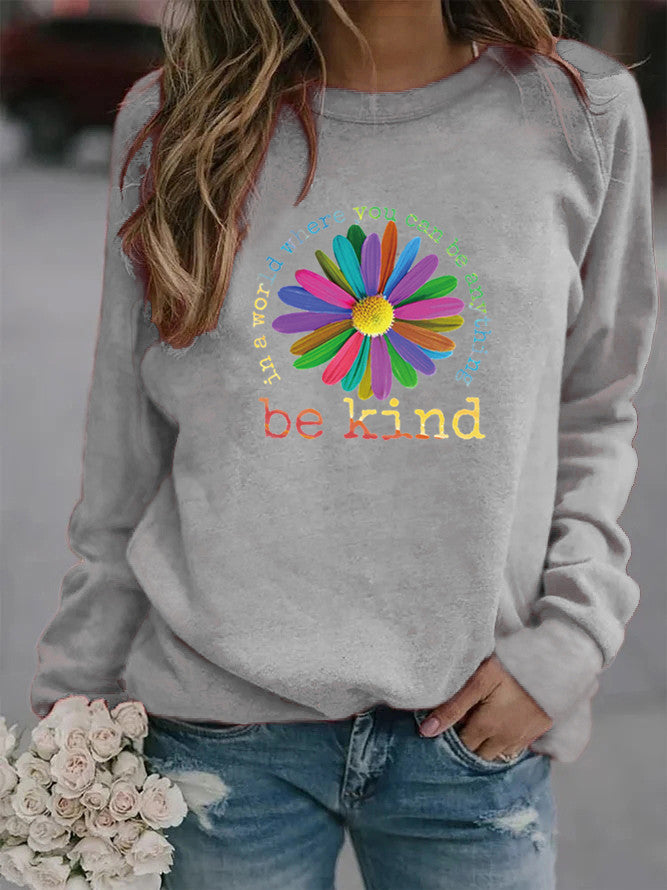 Damen Sweatshirt Bunt Blumen-Design Weich Norvielle