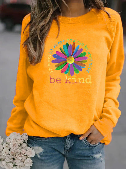 Damen Sweatshirt Bunt Blumen-Design Weich Norvielle