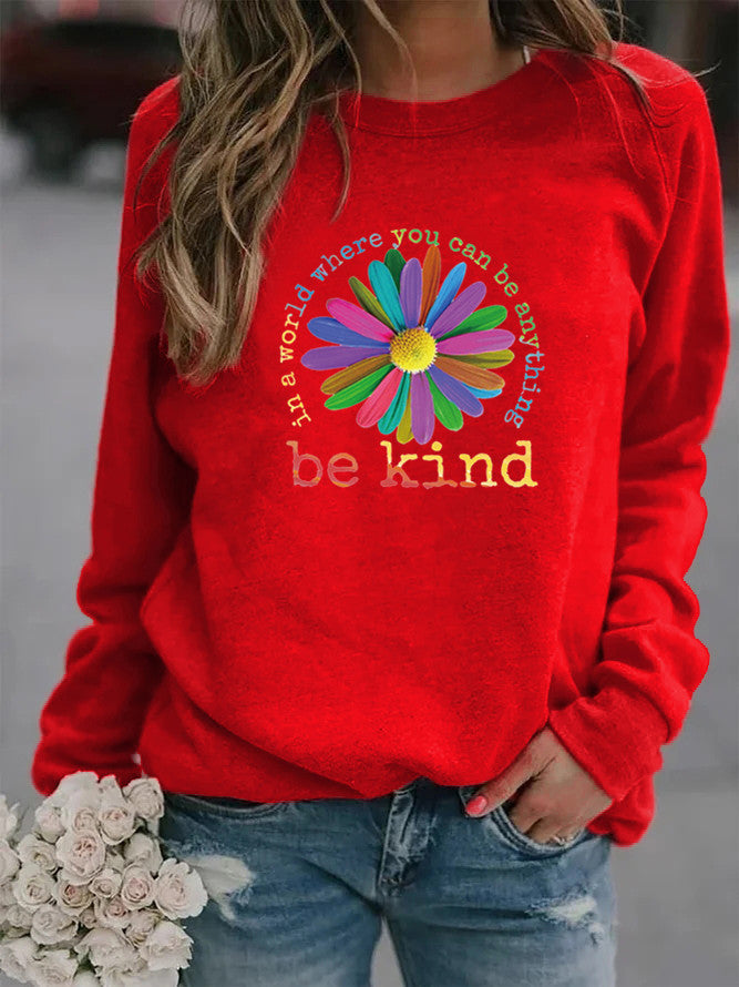 Damen Sweatshirt Bunt Blumen-Design Weich Norvielle