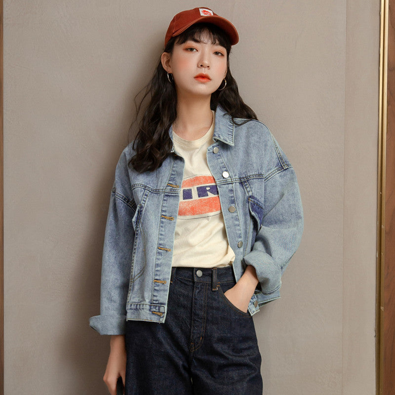 Damen Oversized Jeansjacke Lässig Blau - Norvielle