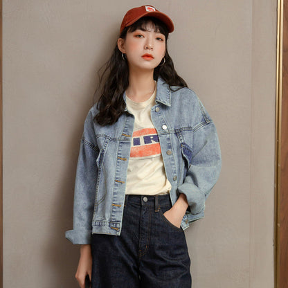 Damen Oversized Jeansjacke Lässig Blau - Norvielle