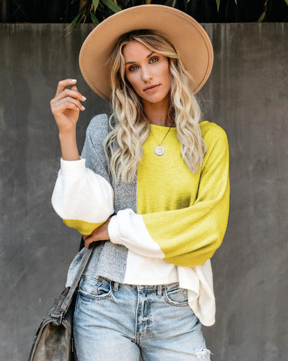 Damen Oversized-Pullover Kontrastfarben Norvielle