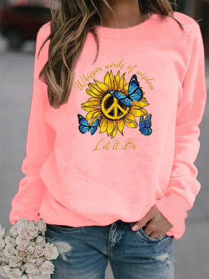 Damen Sweatshirt Sonnenblumen Schmetterling Design