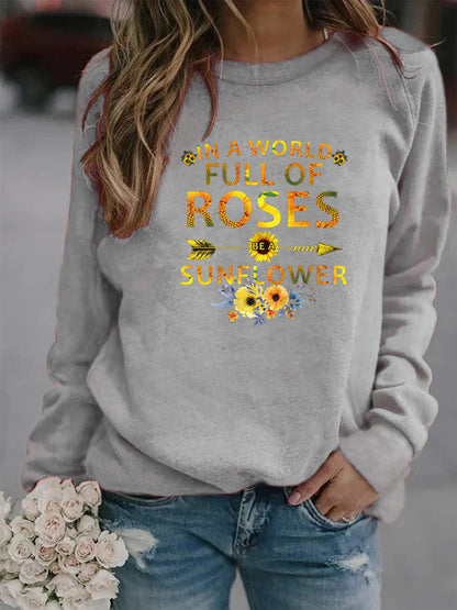 Damen Sweatshirt Blumenverzierung Inspirierendes Motiv Norvielle
