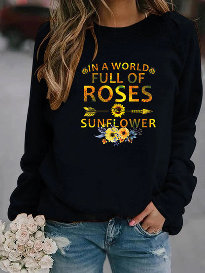 Damen Sweatshirt Blumenverzierung Inspirierendes Motiv Norvielle