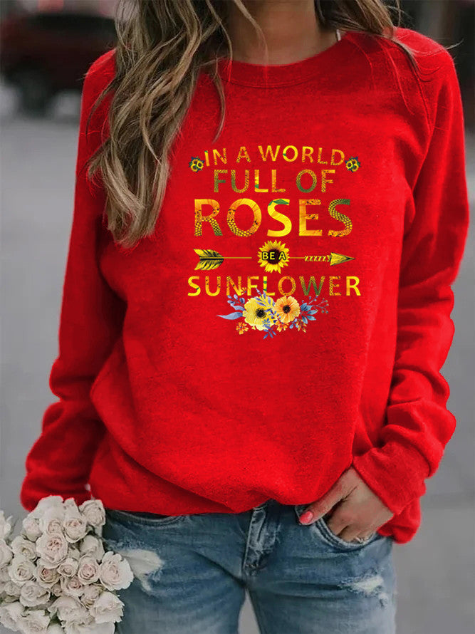 Damen Sweatshirt Blumenverzierung Inspirierendes Motiv Norvielle