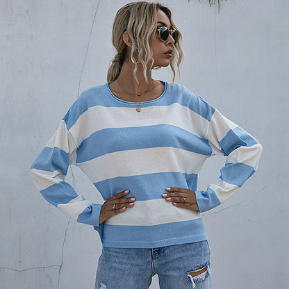 Damen Oversized Pullover Breite Streifen Norvielle