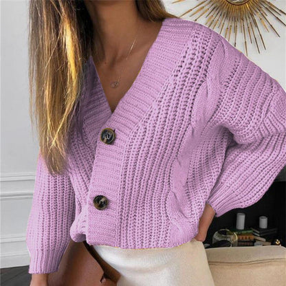 Damen Cardigan V-Ausschnitt Grobstrick Norvielle