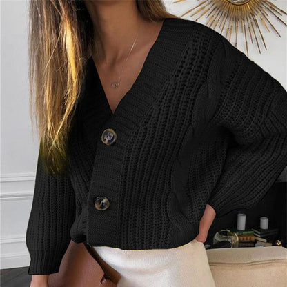 Damen Cardigan V-Ausschnitt Grobstrick Norvielle