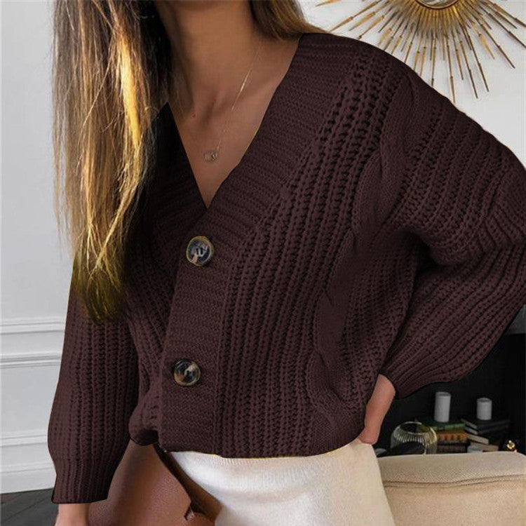 Damen Cardigan V-Ausschnitt Grobstrick Norvielle