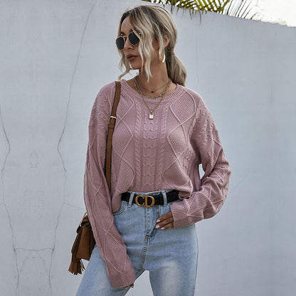 Damen Strickpullover Oversized Zopfmuster Norvielle