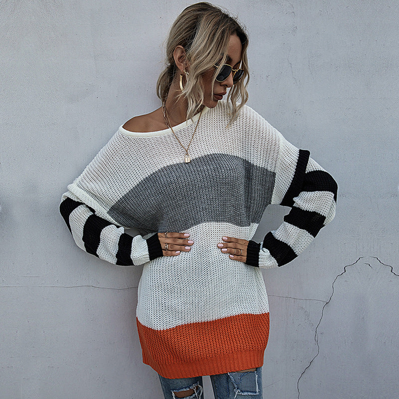 Damen Überwurf-Pullover Streifenmuster Norvielle - Norvielle
