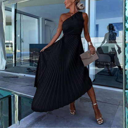 Damen Hochzeitsgastkleid Ein-Schulter Maxikleid