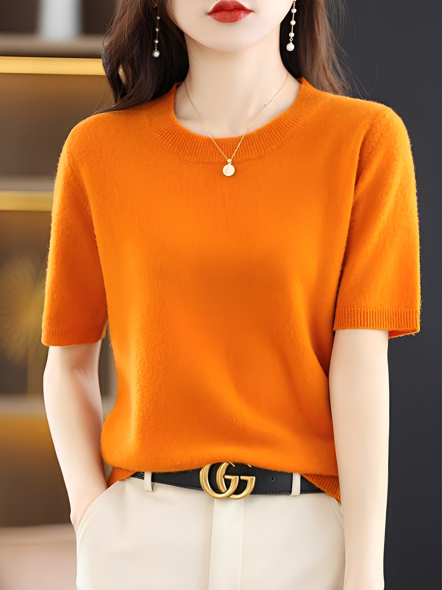 Damen Kurzarm-Pullover