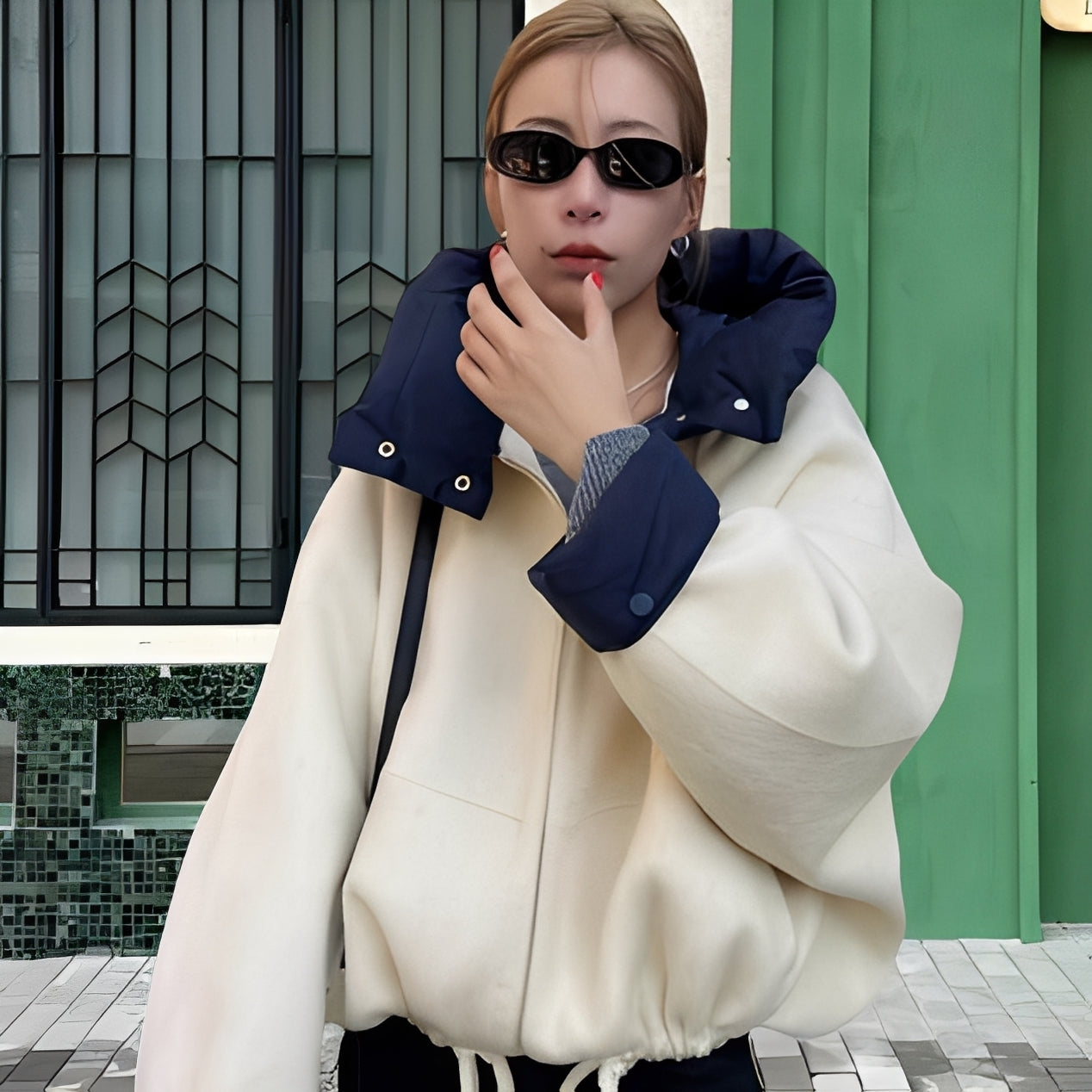 Damen Wolljacke Locker Sitzend Mit Kapuze - Norvielle