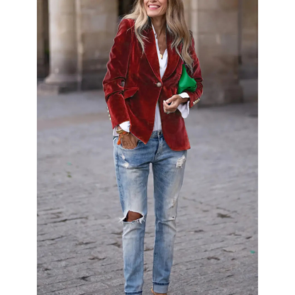 Norvielle Damen Blazer Samtvelour Casual
