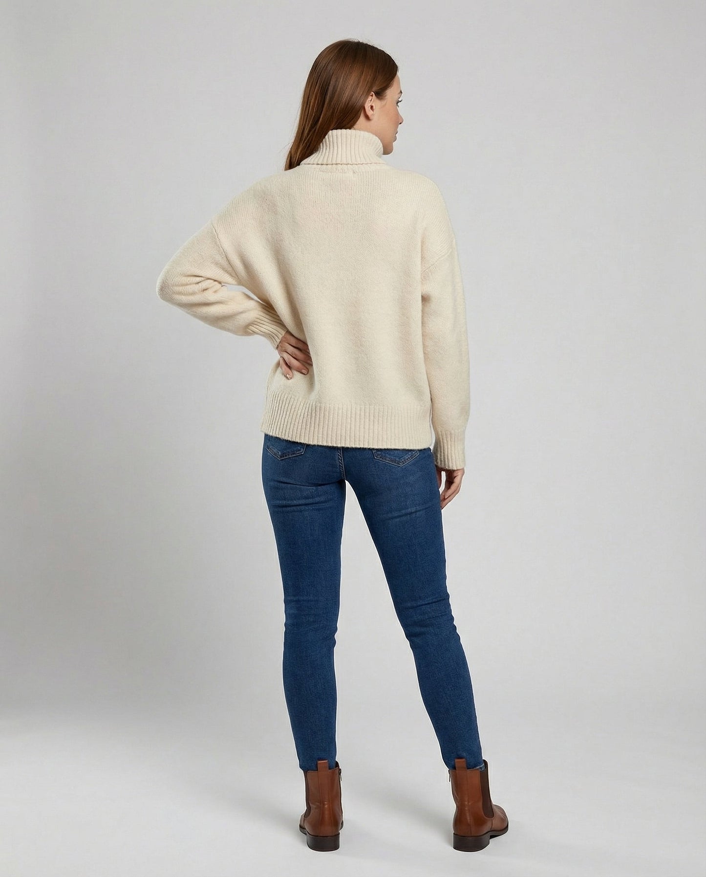 Damen Cashmere Rollkragenpullover Warm Beige