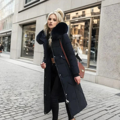 Daunenjacke Damen Gesteppt Kunstfell Kapuze