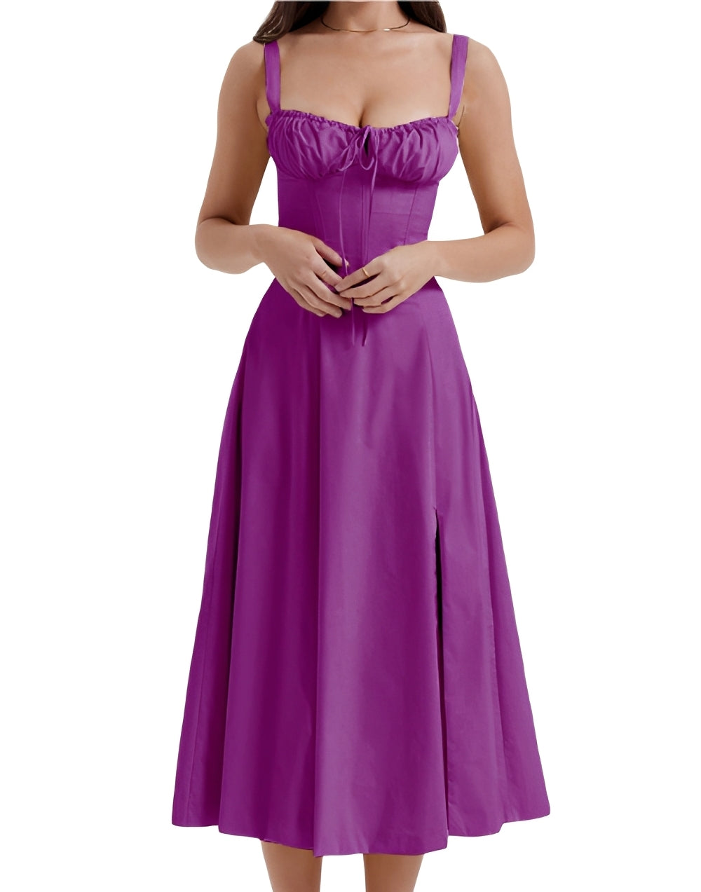 Damen Slim Fit Midi-Kleid Blumenmuster
