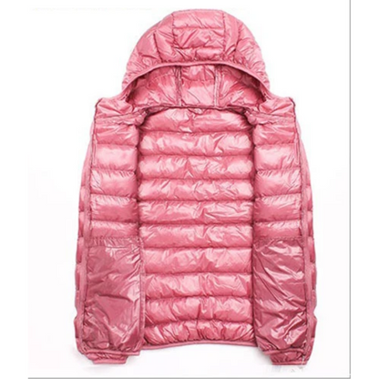 Damen Daunenjacke Mit Kapuze Reißverschluss