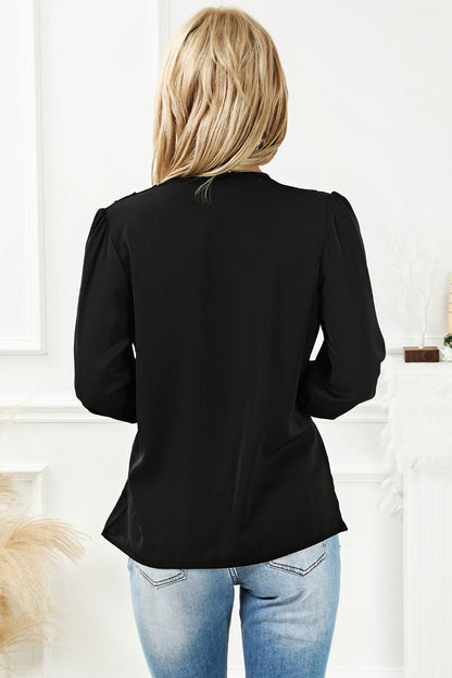 Damen Bluse Wickelausschnitt Drapiert