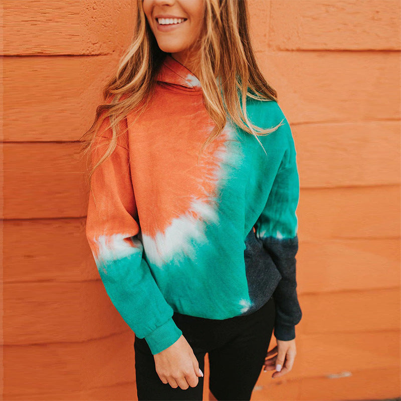 Damen Oversized Kapuzenpullover Batikdesign